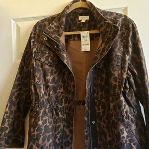 STYLE & CO Women's Twill leopard animal print Utility Jacket size large